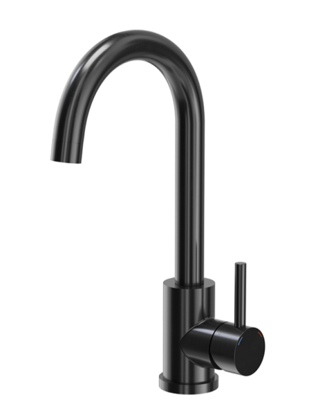 Quadri Coventry stainless steel kitchen mixer tap PVD brushed, black with swivelling spout 1208967084