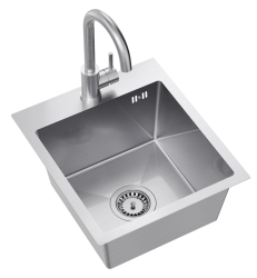 Quadri Dixton 40 set with stainless steel sink 400x450 mm with tap hole and Quadri Coventry stainless steel kitchen faucet