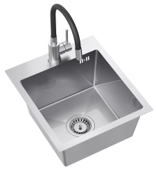 Quadri Dixton 40 set with stainless steel sink 400x450 mm with faucet hole countertop and Quadri Bristol stainless steel kitchen faucet