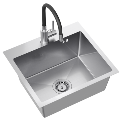 Quadri Dixton 50 Set stainless steel sink 500x450 mm with tap hole, inset and stainless steel Bristol kitchen tap