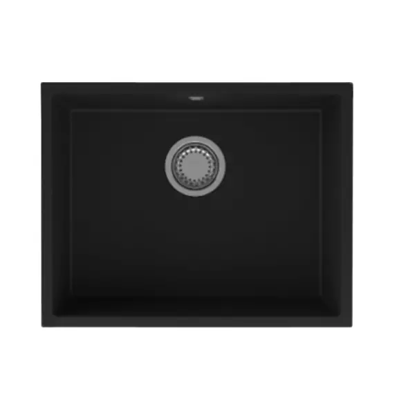 GraniteMy Universal granite black sink 55x40 cm black top-mount under-mount and flush-mount with stainless steel plug 1208967108