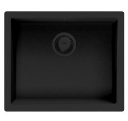 GraniteMy Universal granite black sink 50x40 cm black top-mounted, undermount and flush-mount with black plug 1208967129