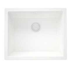 GraniteMy Universal granite white sink 50x40 cm white top-mounted, undermount and flush-mount with white plug 1208967132