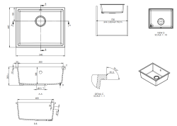 GraniteMy Universal granite white sink 50x40 cm white top-mounted, undermount and flush-mount with white plug 1208967132