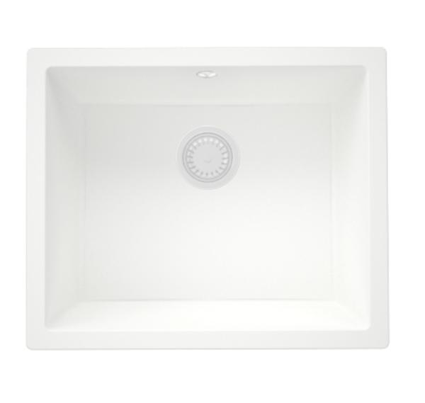 GraniteMy Universal granite white sink 50x40 cm white top-mounted, undermount and flush-mount with white plug 1208967132