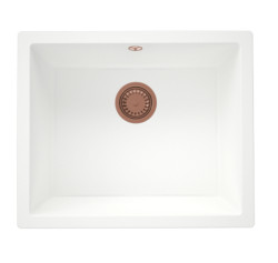 GraniteMy Universal granite white sink 50x40 cm white top-mounted, undermount and flush-mount with copper plug 1208967135