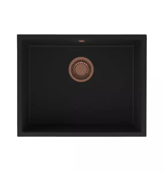 Sure, here is the translation:

"GraniteMy Universal granite black sink 55x40 cm black top mount undermount and flush mount with copper plug 1208967152"