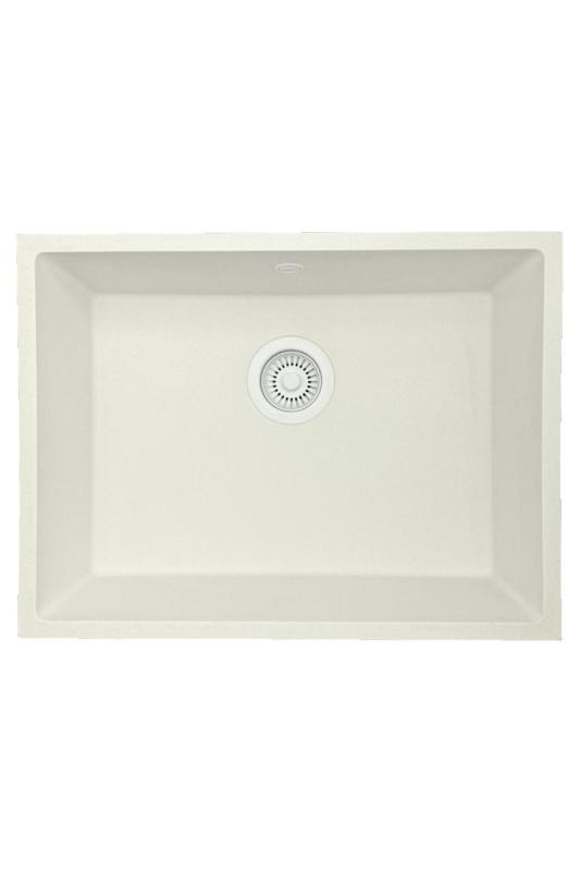 GraniteMy Universal granite white sink 55x40 cm white countertop, undermount, and flush mount with white plug 1208967153