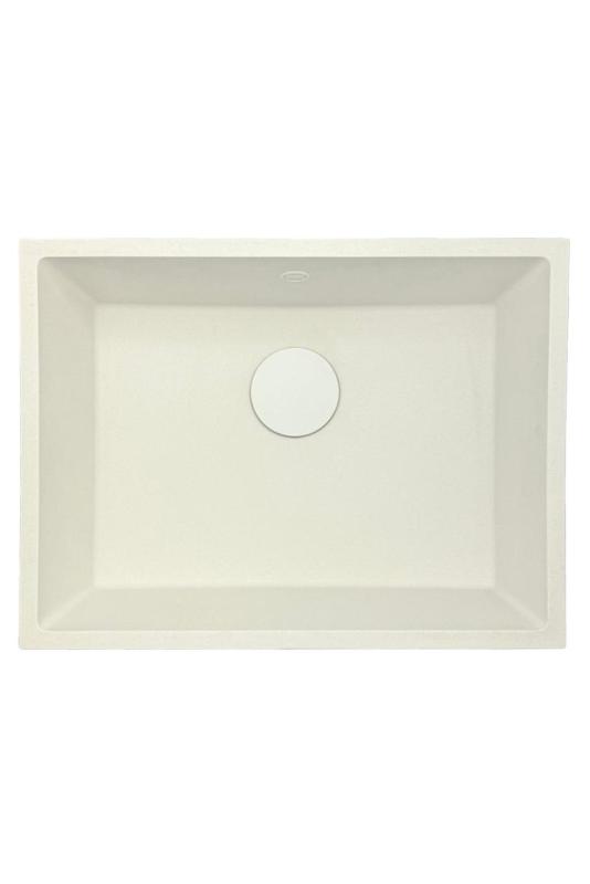 GraniteMy Universal granite white sink 55x40 cm white countertop, undermount, and flush mount with white plug 1208967153