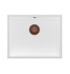 GraniteMy Universal granite white sink 55x40 cm white top-mount, under-mount, and flush-mount with copper plug 1208967156