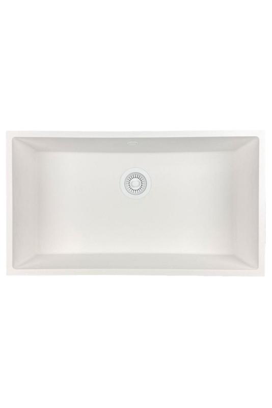 GraniteMy Universal granite large white sink 74x40 cm white top-mounted, undermount and flush-mount with white plug 1208967160