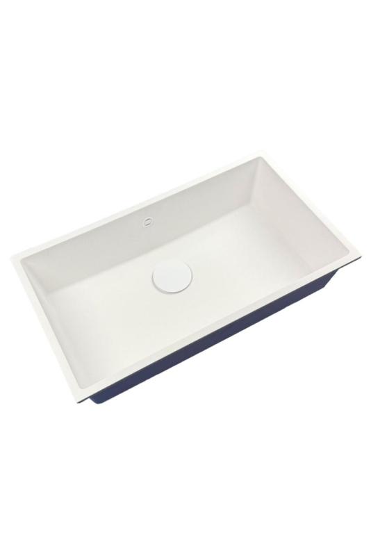 GraniteMy Universal granite large white sink 74x40 cm white top-mounted, undermount and flush-mount with white plug 1208967160