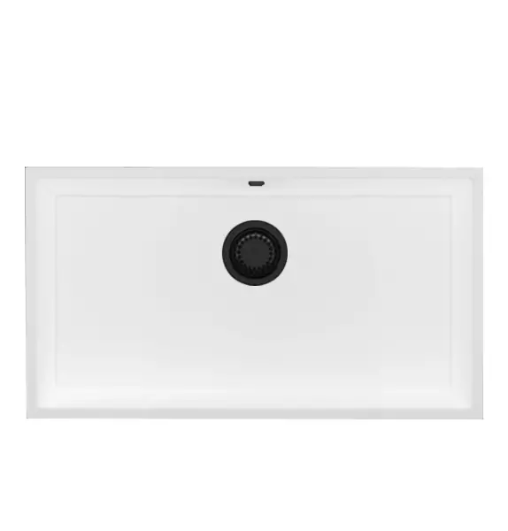 GraniteMy Universal granite large white sink 74x40 cm white top-mounted, undermount and flush-mount with black plug 1208967161