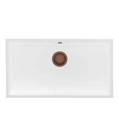 GraniteMy Universal granite large white sink 74x40 cm white top-mounted, undermount and flush-mount with copper plug 1208967162