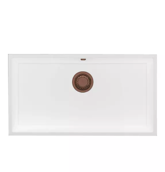 GraniteMy Universal granite large white sink 74x40 cm white top-mounted, undermount and flush-mount with copper plug 1208967162