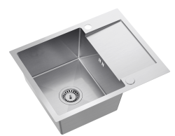 Quadri Dixton 80 stainless steel sink 600x480 mm with drainer, reversible 1208967196