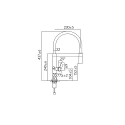 CARESSI Black Line single-lever kitchen mixer stainless steel black CA1112BK ECO 1208967206