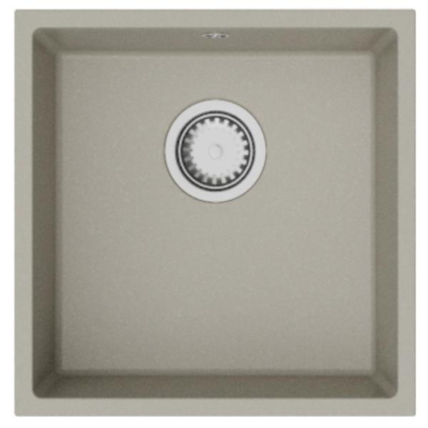 GraniteMy Universal granite taupe sink 40x40 cm top-mounted undermount and flush-mount with stainless steel plug 1208967211