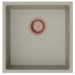 GraniteMy Universal granite taupe sink 40x40 cm top-mounted undermount and flush-mount with copper plug 1208967214