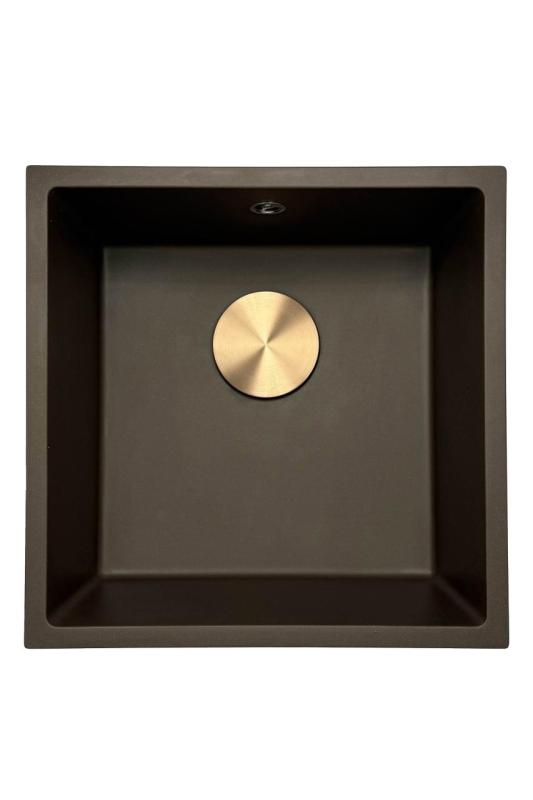GraniteMy Universal granite café sink 40x40 cm top-mounted, undermount and flush-mount with copper plug 1208967217