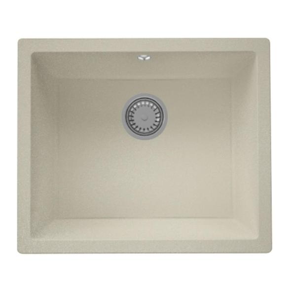 GraniteMy Universal granite beige sand sink 50x40 cm top-mounted, undermount and flush-mount with stainless steel plug 1208967219