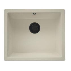 GraniteMy Universal granite beige sand sink 50x40 cm top-mounted, undermount and flush-mount with black plug 1208967220