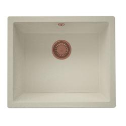 GraniteMy Universal granite beige sand sink 50x40 cm top-mounted, undermount and flush-mount with copper plug 1208967221