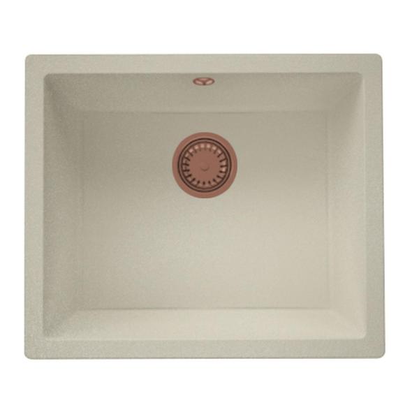 GraniteMy Universal granite beige sand sink 50x40 cm top-mounted, undermount and flush-mount with copper plug 1208967221