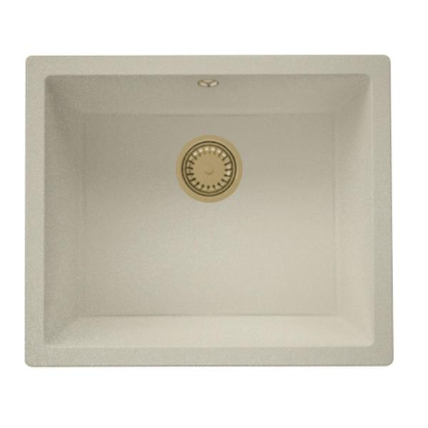 GraniteMy Universal granite beige sand sink 50x40 cm top-mounted undermount and flush-mount with golden plug 1208967222