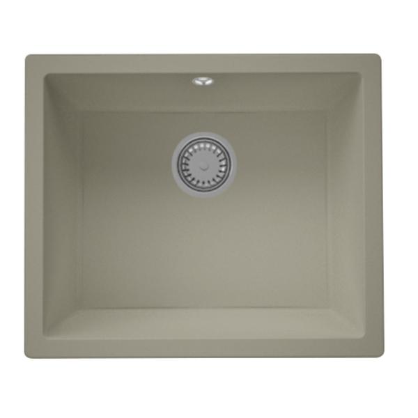 GraniteMy Universal granite taupe sink 50x40 cm top-mounted, undermount and flush-mount with stainless steel plug 1208967223