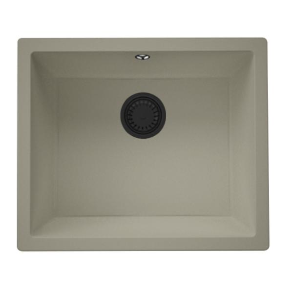 GraniteMy Universal granite taupe sink 50x40 cm top-mounted, undermount and flush-mount with black plug 1208967224