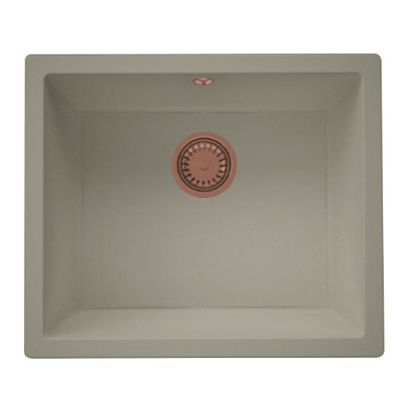 GraniteMy Universal granite taupe sink 50x40 cm top-mounted, undermount and flush-mount with copper plug 1208967225