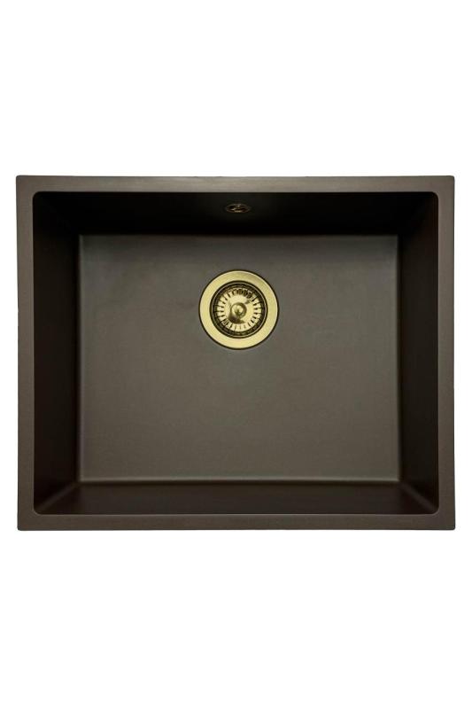 GraniteMy Universal granite café sink 50x40 cm top-mounted, undermount and flush-mount with golden plug 1208967230