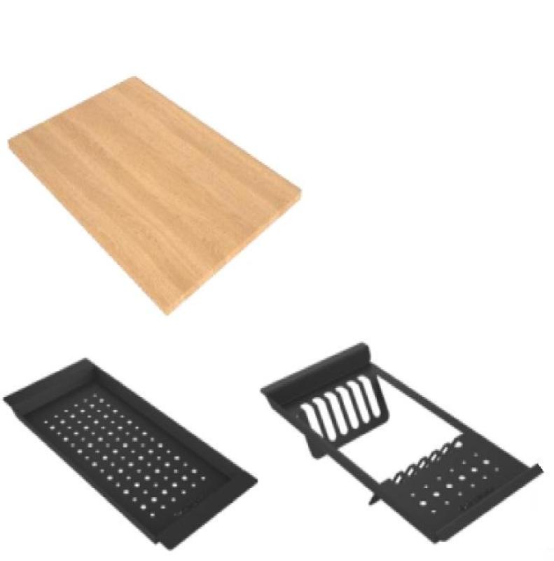 GraniteMy Steam granite sink 56x48 cm black top- mounted with black plug including accessories 1208967233