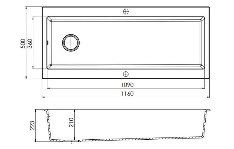 GraniteMy Trog granite very large black sink 116x50 cm black top-mounted with tap hole bench with stainless steel plug 1208967236