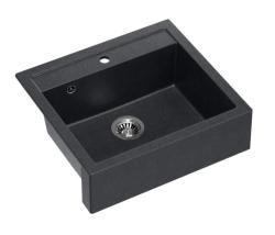 Quadri Farmhouse country intermediate or inset granite sink anthracite with rvs plug 595x540mm 1208967269