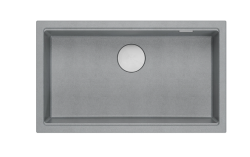 Quadri Newport II grey granite inset and undermount sink with manual siphon 76x45cm 1208967272