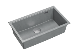 Quadri Newport II grey granite inset and undermount sink with manual siphon 76x45cm 1208967272