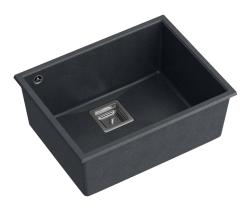 Quadri Quadrangle anthracite undermount granite sink 55x42cm with stainless steel plug 1208967273