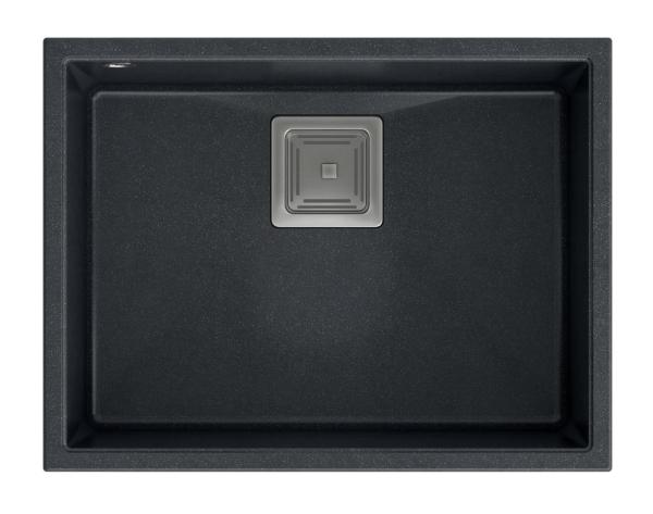 Quadri Quadrangle anthracite undermount granite sink 55x42cm with stainless steel plug 1208967273