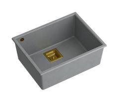 Quadri Quadrangle grey undermount granite sink 55x42cm with golden plug1208967275