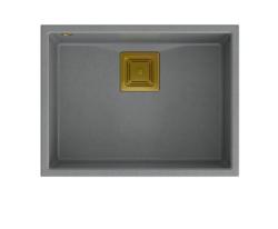 Quadri Quadrangle grey undermount granite sink 55x42cm with golden plug1208967275