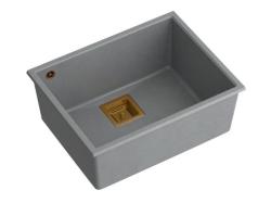 Quadri Quadrangle grey undermount granite sink 55x42cm with copper plug 1208967276