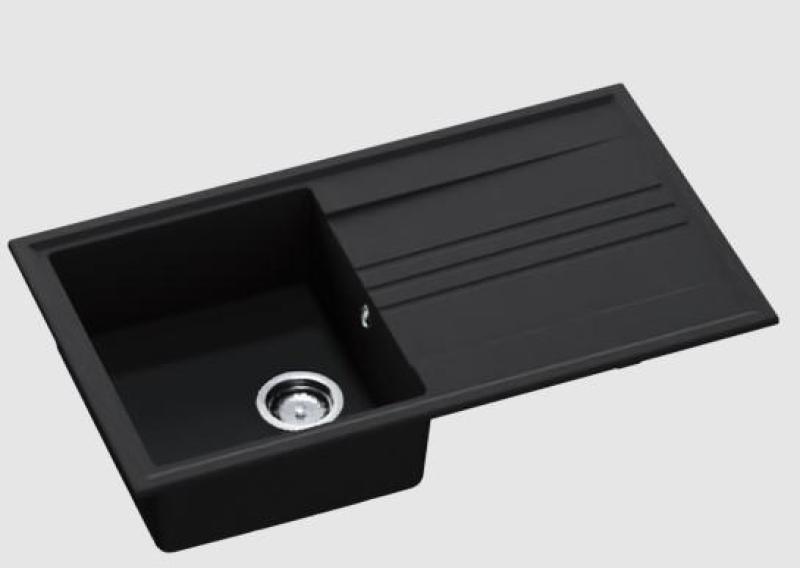 GraniteMy Vesi granite built-in black sink 86x50cm with drainer reversible with stainless steel plug 1208967279