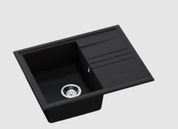 GraniteMy Vesi extra shallow granite top-mounted black sink 64x50cm with drainer reversible with stainless steel plug 1208967280