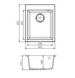 GraniteMy Bremen granite sink 40x50 cm white top-mounted, undermounted and flush-mount with tap hole bench with black plug 1208967285