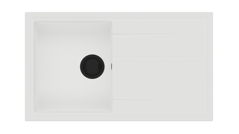 GraniteMy Vesi granite build-up white sink 86x50cm with draining reversible with black plug 1208967292