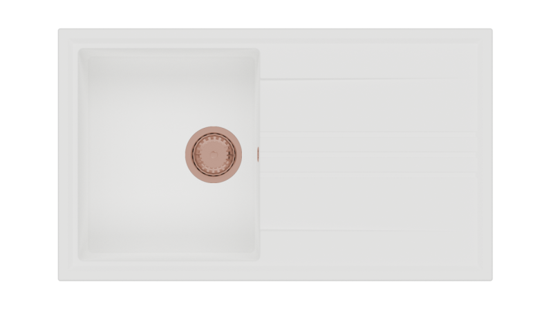 GraniteMy Vesi granite top white sink 86x50cm with reversible drainer and copper plug 1208967294