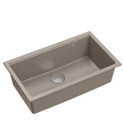 Quadri Newport II taupe granite inset and undermount sink with manual siphon 76x45cm with stainless steel plug 1208967310