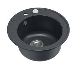 Quadri Norwich granite anthracite round sink top-mounted with stainless steel plug and push-to-open drain 1208967373